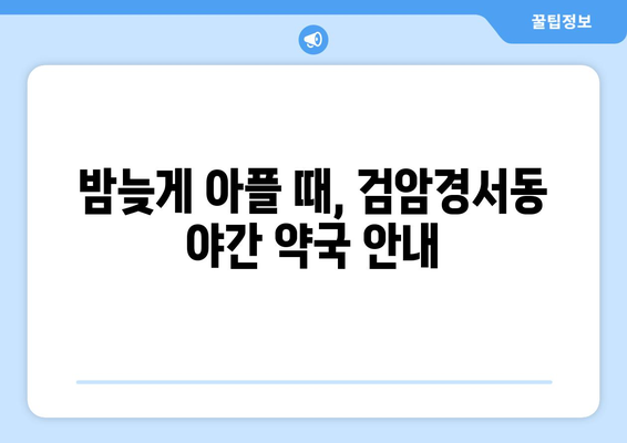 인천시 서구 검암경서동 24시간 토요일 일요일 휴일 공휴일 야간 약국