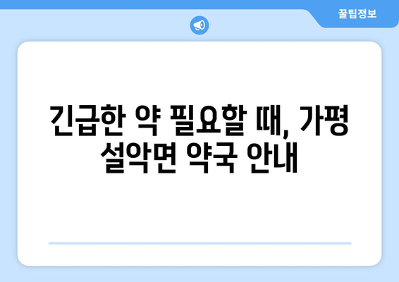 경기도 가평군 설악면 24시간 토요일 일요일 휴일 공휴일 야간 약국