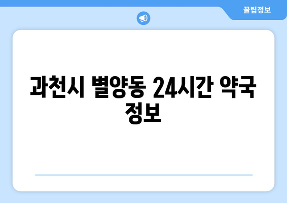 경기도 과천시 별양동 24시간 토요일 일요일 휴일 공휴일 야간 약국