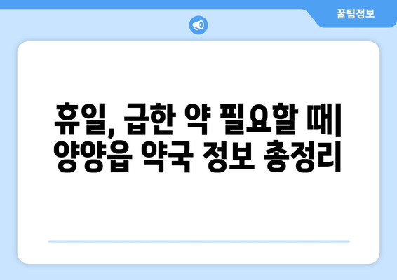 강원도 양양군 양양읍 24시간 토요일 일요일 휴일 공휴일 야간 약국