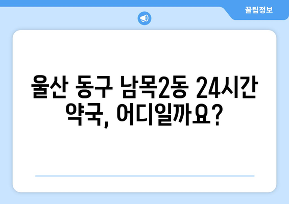 울산시 동구 남목2동 24시간 토요일 일요일 휴일 공휴일 야간 약국