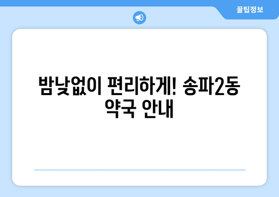 서울시 송파구 송파2동 24시간 토요일 일요일 휴일 공휴일 야간 약국