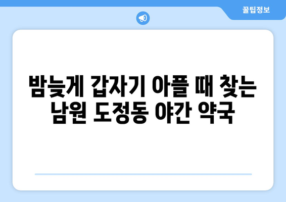 전라북도 남원시 도정동 24시간 토요일 일요일 휴일 공휴일 야간 약국