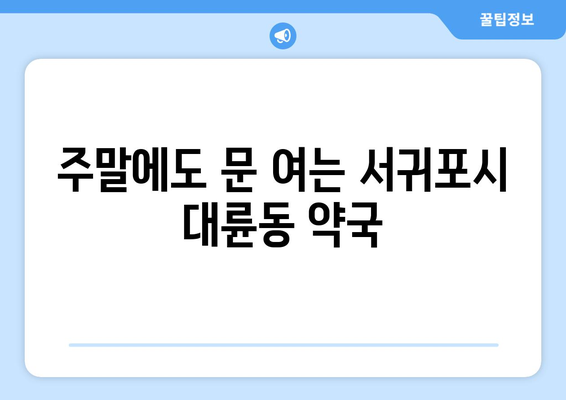 제주도 서귀포시 대륜동 24시간 토요일 일요일 휴일 공휴일 야간 약국