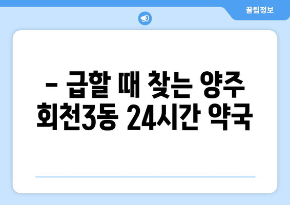 경기도 양주시 회천3동 24시간 토요일 일요일 휴일 공휴일 야간 약국