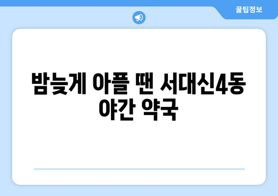 부산시 서구 서대신4동 24시간 토요일 일요일 휴일 공휴일 야간 약국