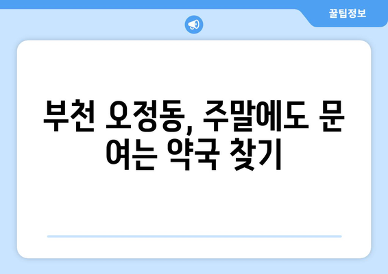 경기도 부천시 오정동 24시간 토요일 일요일 휴일 공휴일 야간 약국