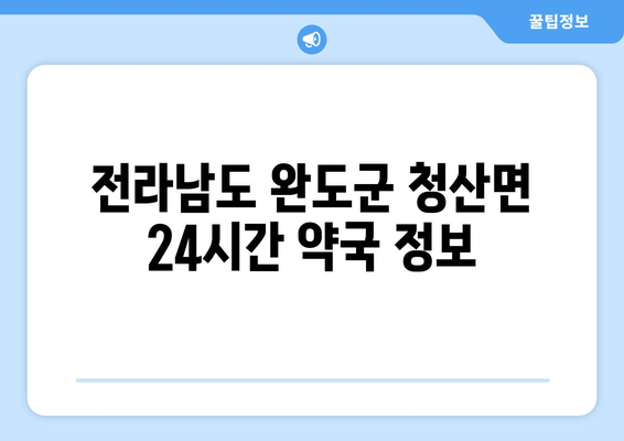 전라남도 완도군 청산면 24시간 토요일 일요일 휴일 공휴일 야간 약국