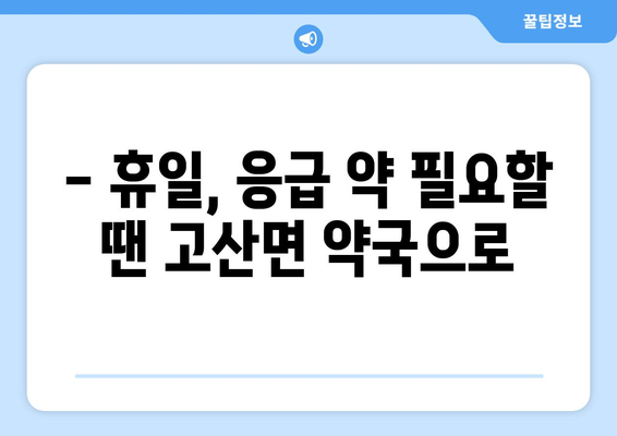 전라북도 완주군 고산면 24시간 토요일 일요일 휴일 공휴일 야간 약국