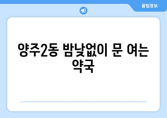 경기도 양주시 양주2동 24시간 토요일 일요일 휴일 공휴일 야간 약국