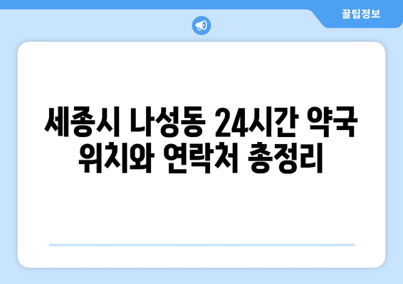 세종시 세종특별자치시 나성동 24시간 토요일 일요일 휴일 공휴일 야간 약국