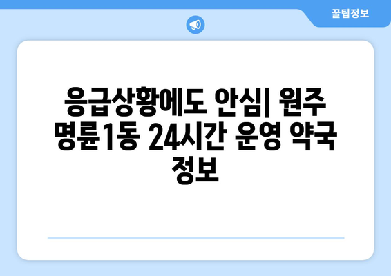 강원도 원주시 명륜1동 24시간 토요일 일요일 휴일 공휴일 야간 약국