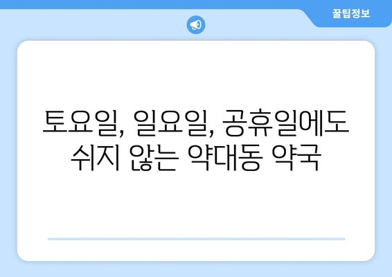 경기도 부천시 약대동 24시간 토요일 일요일 휴일 공휴일 야간 약국