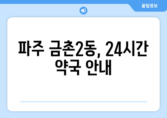 경기도 파주시 금촌2동 24시간 토요일 일요일 휴일 공휴일 야간 약국