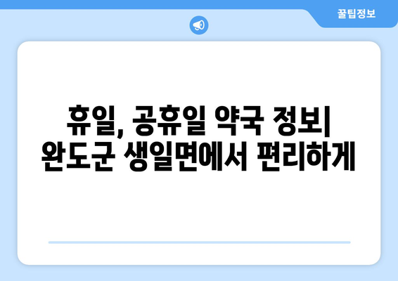 전라남도 완도군 생일면 24시간 토요일 일요일 휴일 공휴일 야간 약국