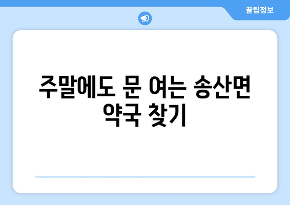 충청남도 당진시 송산면 24시간 토요일 일요일 휴일 공휴일 야간 약국