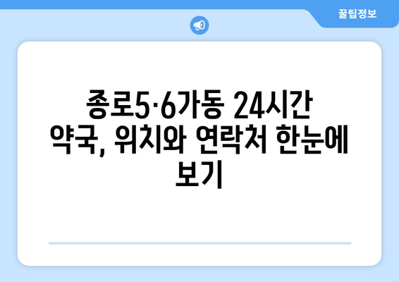 서울시 종로구 종로5·6가동 24시간 토요일 일요일 휴일 공휴일 야간 약국