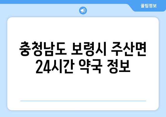 충청남도 보령시 주산면 24시간 토요일 일요일 휴일 공휴일 야간 약국