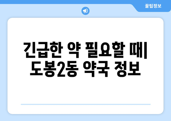 서울시 도봉구 도봉2동 24시간 토요일 일요일 휴일 공휴일 야간 약국