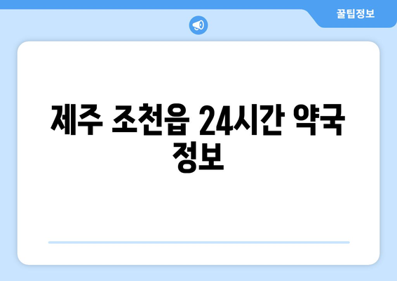 제주도 제주시 조천읍 24시간 토요일 일요일 휴일 공휴일 야간 약국