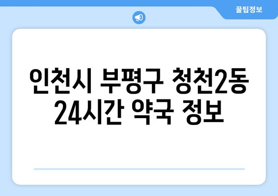 인천시 부평구 청천2동 24시간 토요일 일요일 휴일 공휴일 야간 약국