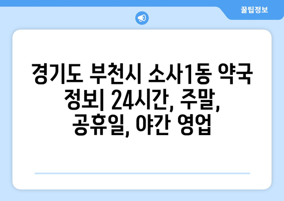 경기도 부천시 소사1동 24시간 토요일 일요일 휴일 공휴일 야간 약국