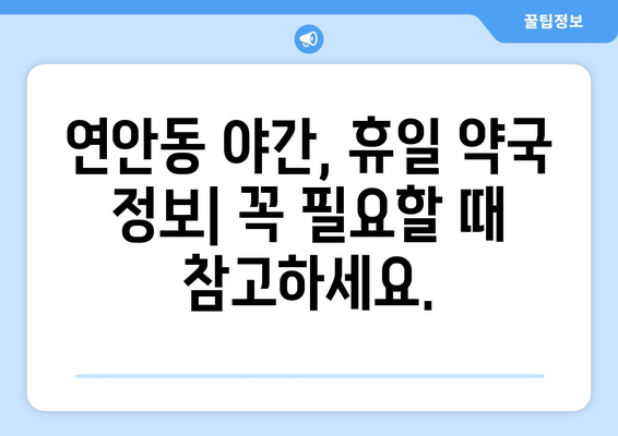 인천시 중구 연안동 24시간 토요일 일요일 휴일 공휴일 야간 약국