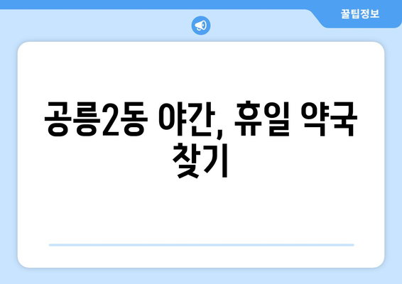 서울시 노원구 공릉2동 24시간 토요일 일요일 휴일 공휴일 야간 약국