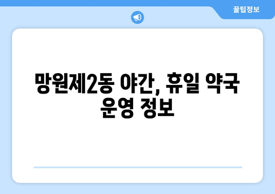 서울시 마포구 망원제2동 24시간 토요일 일요일 휴일 공휴일 야간 약국