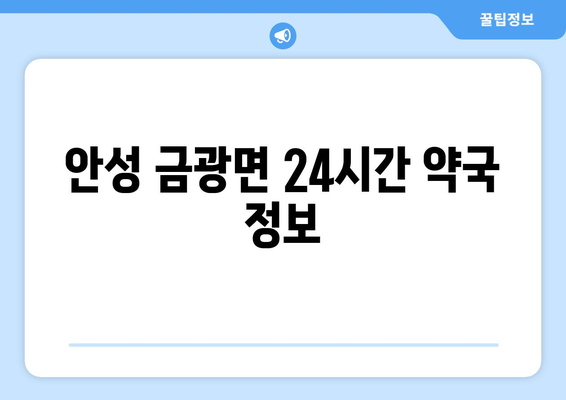 경기도 안성시 금광면 24시간 토요일 일요일 휴일 공휴일 야간 약국