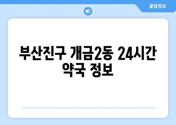 부산시 부산진구 개금2동 24시간 토요일 일요일 휴일 공휴일 야간 약국