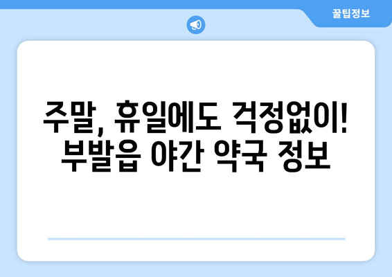 경기도 이천시 부발읍 24시간 토요일 일요일 휴일 공휴일 야간 약국