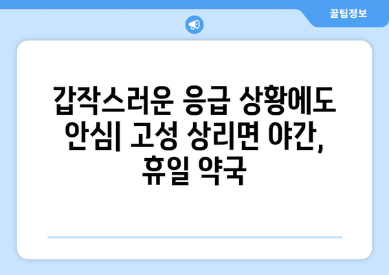 경상남도 고성군 상리면 24시간 토요일 일요일 휴일 공휴일 야간 약국