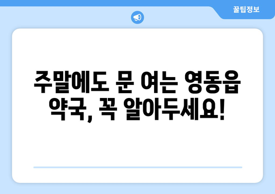 충청북도 영동군 영동읍 24시간 토요일 일요일 휴일 공휴일 야간 약국