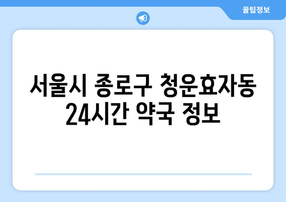 서울시 종로구 청운효자동 24시간 토요일 일요일 휴일 공휴일 야간 약국