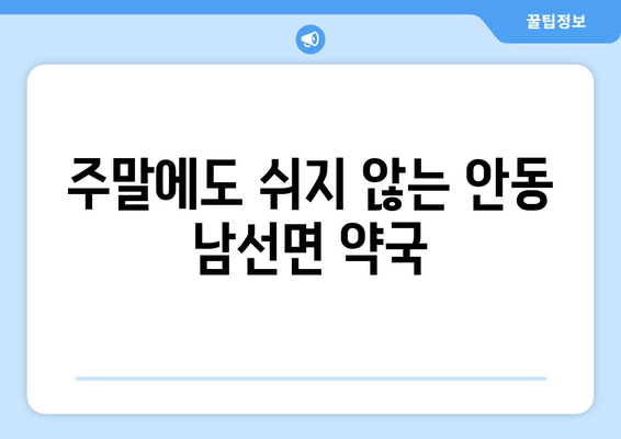 경상북도 안동시 남선면 24시간 토요일 일요일 휴일 공휴일 야간 약국