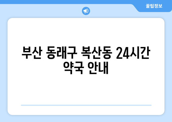 부산시 동래구 복산동 24시간 토요일 일요일 휴일 공휴일 야간 약국