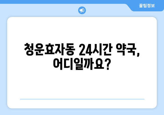 서울시 종로구 청운효자동 24시간 토요일 일요일 휴일 공휴일 야간 약국