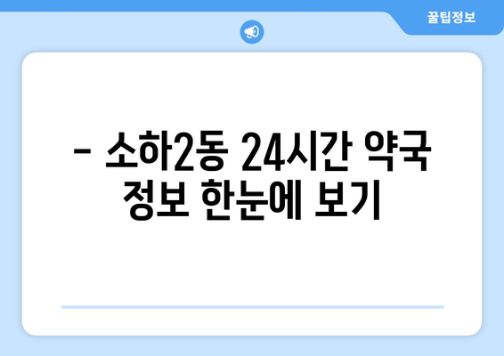 경기도 광명시 소하2동 24시간 토요일 일요일 휴일 공휴일 야간 약국