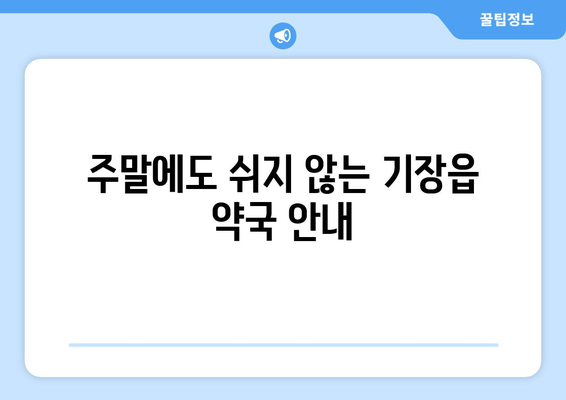 부산시 기장군 기장읍 24시간 토요일 일요일 휴일 공휴일 야간 약국