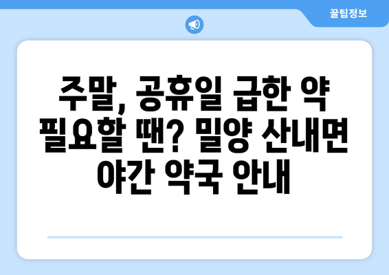 경상남도 밀양시 산내면 24시간 토요일 일요일 휴일 공휴일 야간 약국