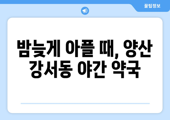 경상남도 양산시 강서동 24시간 토요일 일요일 휴일 공휴일 야간 약국