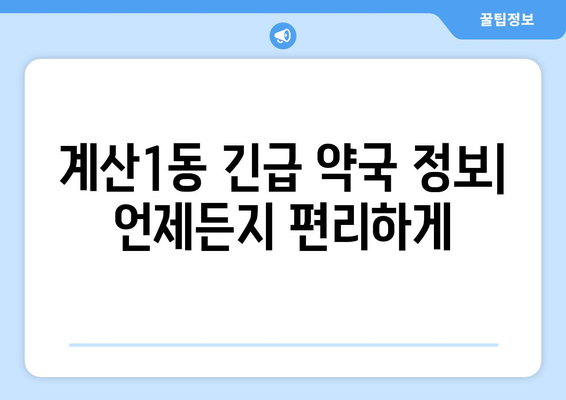 인천시 계양구 계산1동 24시간 토요일 일요일 휴일 공휴일 야간 약국