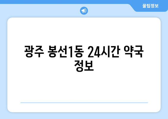 광주시 남구 봉선1동 24시간 토요일 일요일 휴일 공휴일 야간 약국