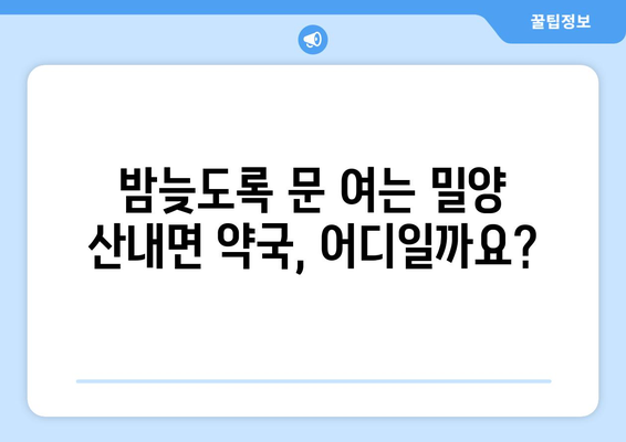 경상남도 밀양시 산내면 24시간 토요일 일요일 휴일 공휴일 야간 약국