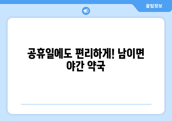 충청남도 금산군 남이면 24시간 토요일 일요일 휴일 공휴일 야간 약국