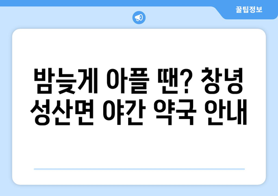 경상남도 창녕군 성산면 24시간 토요일 일요일 휴일 공휴일 야간 약국