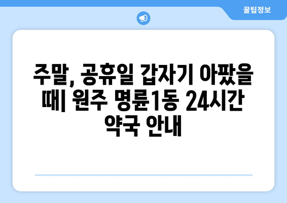 강원도 원주시 명륜1동 24시간 토요일 일요일 휴일 공휴일 야간 약국