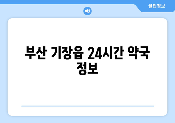 부산시 기장군 기장읍 24시간 토요일 일요일 휴일 공휴일 야간 약국