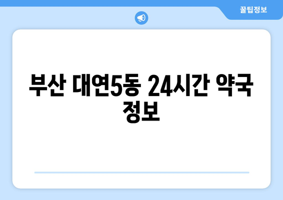 부산시 남구 대연5동 24시간 토요일 일요일 휴일 공휴일 야간 약국